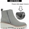 imageWomens Ankle Boots Comfortable Chunky Heel Chelsea Style Boot with Side Zipper Casual ampamp StylishGrey Pu 007