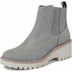 imageWomens Ankle Boots Comfortable Chunky Heel Chelsea Style Boot with Side Zipper Casual ampamp StylishGrey Pu 007