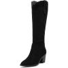 imageWomens Cowboy Knee High Boots Fashion Chunky Heel Comfortable Casual Western Long Boot Winter Fall Dressy Boot for LadiesBlack Mf 971