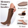 imageWomens Cowboy Knee High Boots Fashion Chunky Heel Comfortable Casual Western Long Boot Winter Fall Dressy Boot for LadiesBrown Mf 971