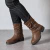 imageWomens Extra Wide Width Ankle Boots True Plus Size Wide Foot Low Heeled Slouchy Booties Comfort Riding Combat Rivet Short Boots for WomenBrown Pu 372