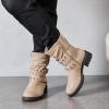 imageWomens Extra Wide Width Ankle Boots True Plus Size Wide Foot Low Heeled Slouchy Booties Comfort Riding Combat Rivet Short Boots for WomenTaupe Pu 372