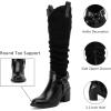 imageWomens Heeled Knee High Boots Chunky Block Heel Casual Slouchy Boot Comfortable Round Toe Fall Winter Fashion Long Boots for WomenBlack Mf 266