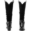 imageWomens Heeled Knee High Boots Chunky Block Heel Casual Slouchy Boot Comfortable Round Toe Fall Winter Fashion Long Boots for WomenBlack Mf 266