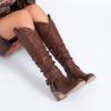 imageWomens Heeled Knee High Boots Chunky Block Heel Casual Slouchy Boot Comfortable Round Toe Fall Winter Fashion Long Boots for WomenBrown Pu 266