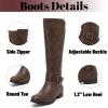 imageWomens Knee High Boots  Comfortable Wide Calf Side Zipper Riding Shoes Round Toe Buckle Casual Winter Boots for WomenTan Pu 281