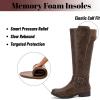 imageWomens Knee High Boots  Comfortable Wide Calf Side Zipper Riding Shoes Round Toe Buckle Casual Winter Boots for WomenTan Pu 281