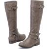 imageWomens Knee High Boots Classic Comfort Riding Combat Boot Round Toe Side Zipper Long Tall Fall Winter Boots for WomenDark Grey Pu 305