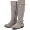 imageWomens Knee High Boots Classic Comfort Riding Combat Boot Round Toe Side Zipper Long Tall Fall Winter Boots for WomenGrey Pu 305