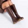imageWomens Knee High Boots Comfort Casual Flat Riding Combat Long Boots Low Heeled Winter Fall Fashion Dressy Tall Boots for WomenBrown Pu 972