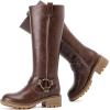 imageWomens Knee High Boots Comfort Casual Flat Riding Combat Long Boots Low Heeled Winter Fall Fashion Dressy Tall Boots for WomenBrown Pu 972