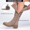 imageWomens Slouchy Knee High Boots  Comfortable Platform Flat Tall Boot Stylish Round Toe Side Zipper Winter Casual Boots for WomenBeige Mf 261
