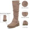 imageWomens Slouchy Knee High Boots  Comfortable Platform Flat Tall Boot Stylish Round Toe Side Zipper Winter Casual Boots for WomenBeige Mf 261