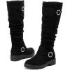 imageWomens Slouchy Knee High Boots  Comfortable Platform Flat Tall Boot Stylish Round Toe Side Zipper Winter Casual Boots for WomenBlack Mf 261