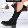 imageWomens Slouchy Knee High Boots  Comfortable Platform Flat Tall Boot Stylish Round Toe Side Zipper Winter Casual Boots for WomenBlack Mf 261