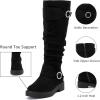 imageWomens Slouchy Knee High Boots  Comfortable Platform Flat Tall Boot Stylish Round Toe Side Zipper Winter Casual Boots for WomenBlack Mf 261
