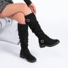 imageWomens Slouchy Knee High Boots  Comfortable Platform Flat Tall Boot Stylish Round Toe Side Zipper Winter Casual Boots for WomenBlack Mf 261