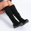 imageWomens Slouchy Knee High Boots  Comfortable Platform Flat Tall Boot Stylish Round Toe Side Zipper Winter Casual Boots for WomenBlack Mf 261