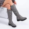 imageWomens Slouchy Knee High Boots  Comfortable Platform Flat Tall Boot Stylish Round Toe Side Zipper Winter Casual Boots for WomenGrey Mf 261