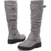 imageWomens Slouchy Knee High Boots  Comfortable Platform Flat Tall Boot Stylish Round Toe Side Zipper Winter Casual Boots for WomenGrey Mf 261