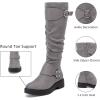 imageWomens Slouchy Knee High Boots  Comfortable Platform Flat Tall Boot Stylish Round Toe Side Zipper Winter Casual Boots for WomenGrey Mf 261