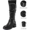 imageWomens Slouchy Knee High Boots Low Heel Comfort Round Toe Tall Calf Flat Riding Combat Boots for WomenBlack Lpu 964 New