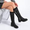 imageWomens Slouchy Knee High Boots Low Heel Comfort Round Toe Tall Calf Flat Riding Combat Boots for WomenBlack Zpu 964 New