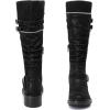 imageWomens Slouchy Knee High Boots Low Heel Comfort Round Toe Tall Calf Flat Riding Combat Boots for WomenBlack Zpu 964 New