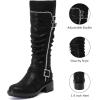 imageWomens Slouchy Knee High Boots Low Heel Comfort Round Toe Tall Calf Flat Riding Combat Boots for WomenBlack Zpu 964 New