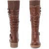 imageWomens Slouchy Knee High Boots Low Heel Comfort Round Toe Tall Calf Flat Riding Combat Boots for WomenBrown Lpu 964 New