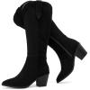 imageWomens Cowboy Knee High Boots Fashion Chunky Heel Comfortable Casual Western Long Boot Winter Fall Dressy Boot for LadiesBlack Mf 971