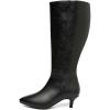 imageWomens Extra Wide Calf Knee High Boots Stiletto Heeled True Wide Width Plus Size KneeHigh Boot Comfort Pointed Toe Tall Long Boots for WomenBlack Pu 371