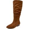 imageWomens Extra Wide Calf Knee High Boots True Wide Width Long Slouchy Ladies Boots Flat Low Heel Casual Combat Tall Boots for WomenBrown Mf 368