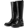 imageWomens Knee High Boots Comfort Casual Flat Riding Combat Long Boots Low Heeled Winter Fall Fashion Dressy Tall Boots for WomenBlack Pu 972