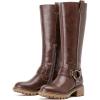 imageWomens Knee High Boots Comfort Casual Flat Riding Combat Long Boots Low Heeled Winter Fall Fashion Dressy Tall Boots for WomenBrown Pu 972