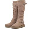 imageWomens Slouchy Knee High Boots  Comfortable Platform Flat Tall Boot Stylish Round Toe Side Zipper Winter Casual Boots for WomenBeige Mf 261