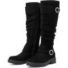 imageWomens Slouchy Knee High Boots  Comfortable Platform Flat Tall Boot Stylish Round Toe Side Zipper Winter Casual Boots for WomenBlack Mf 261