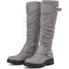 imageWomens Slouchy Knee High Boots  Comfortable Platform Flat Tall Boot Stylish Round Toe Side Zipper Winter Casual Boots for WomenGrey Mf 261