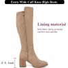 imageWomens Extra Wide Calf Knee High Boots True Wide Width Chunky Heeled Boot Comfortable Plus Size Tall Long Gogo Boots for WomenBeige Mf 370