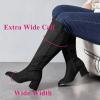 imageWomens Extra Wide Calf Knee High Boots True Wide Width Chunky Heeled Boot Comfortable Plus Size Tall Long Gogo Boots for WomenBlack Mf 370