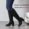 imageWomens Extra Wide Calf Knee High Boots True Wide Width Chunky Heeled Boot Comfortable Plus Size Tall Long Gogo Boots for WomenBlack Mf 370