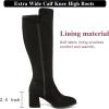imageWomens Extra Wide Calf Knee High Boots True Wide Width Chunky Heeled Boot Comfortable Plus Size Tall Long Gogo Boots for WomenBlack Mf 370