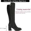 imageWomens Extra Wide Calf Knee High Boots True Wide Width Chunky Heeled Boot Comfortable Plus Size Tall Long Gogo Boots for WomenBlack Pu 370