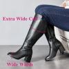 imageWomens Extra Wide Calf Knee High Boots True Wide Width Chunky Heeled Boot Comfortable Plus Size Tall Long Gogo Boots for WomenBlack Pu 370