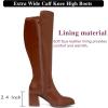 imageWomens Extra Wide Calf Knee High Boots True Wide Width Chunky Heeled Boot Comfortable Plus Size Tall Long Gogo Boots for WomenBrown Pu 370