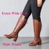 imageWomens Extra Wide Calf Knee High Boots True Wide Width Chunky Heeled Boot Comfortable Plus Size Tall Long Gogo Boots for WomenBrown Pu 370
