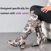 imageWomens Extra Wide Calf Knee High Boots True Wide Width Chunky Heeled Boot Comfortable Plus Size Tall Long Gogo Boots for WomenPaisley Mf 370