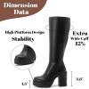 imageWomens Extra Wide Calf Knee High Boots True Wide Width Platform Chunky Heeled Gogo Boots Rounded Toe Block Heel Tall Boot for WomenBlack Pu 369