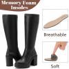 imageWomens Extra Wide Calf Knee High Boots True Wide Width Platform Chunky Heeled Gogo Boots Rounded Toe Block Heel Tall Boot for WomenBlack Pu 369