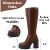 imageWomens Extra Wide Calf Knee High Boots True Wide Width Platform Chunky Heeled Gogo Boots Rounded Toe Block Heel Tall Boot for WomenBrown Pu 369